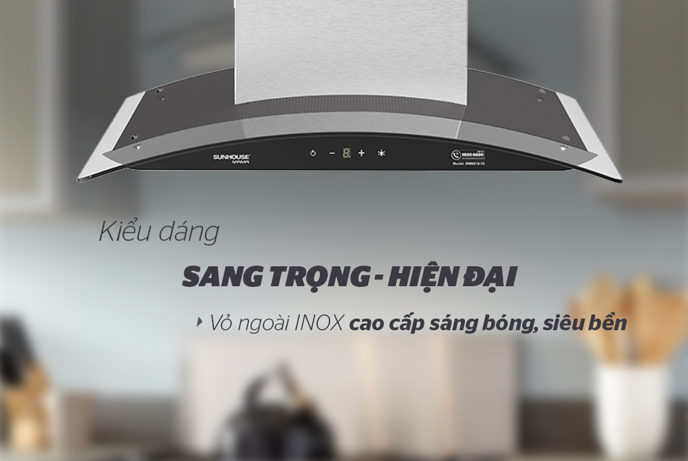 MÁY HÚT MÙI CAO CẤP KÍNH CONG CHÍNH HÃNG SUNHOUSE MAMA MMB6682-70 6