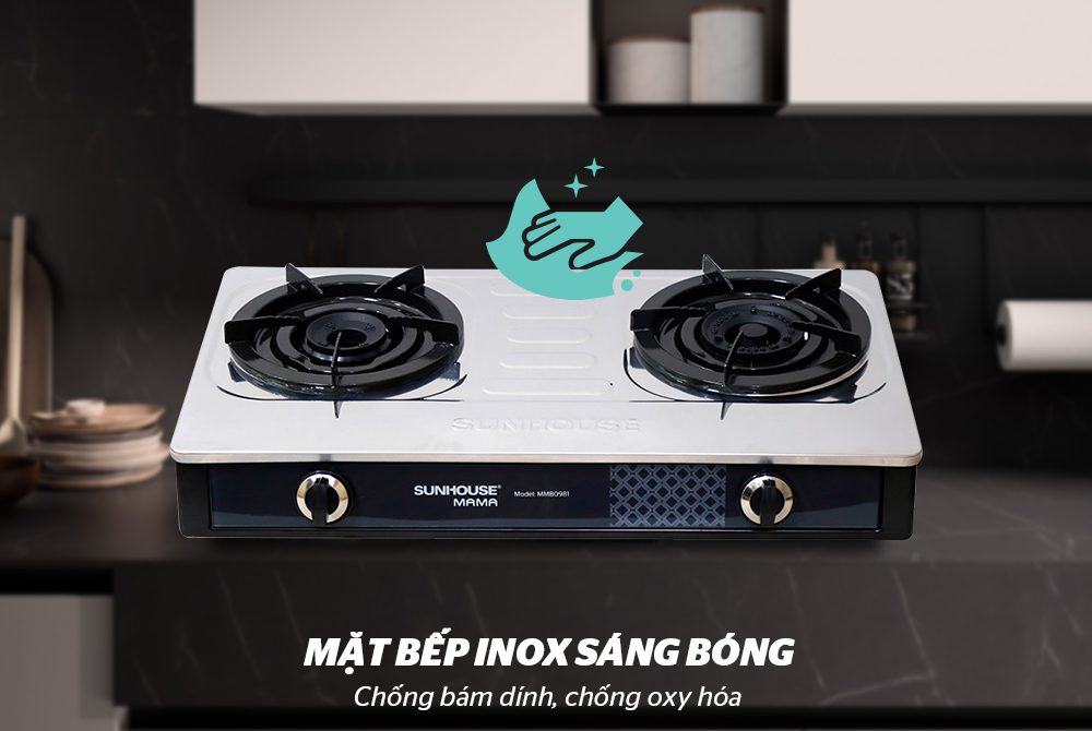 BẾP GAS DƯƠNG MẶT INOX CHÍNH HÃNG SUNHOUSE MAMA MMB0981 1