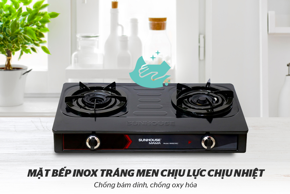 BẾP GAS DƯƠNG MẶT MEN CHÍNH HÃNG SUNHOUSE MAMA MMB0982 1