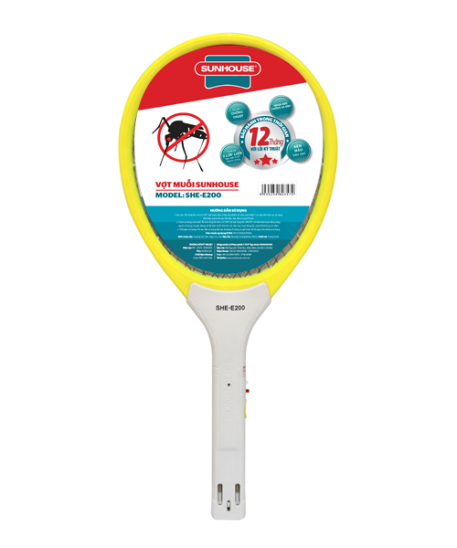 Vợt muỗi CHÍNH HÃNG SUNHOUSE SHE-E200 màu vàng 001