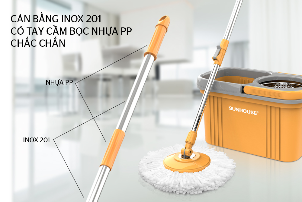 CÂY LAU NHÀ XOAY 360 ĐỘ CHÍNH HÃNG SUNHOUSE KS-MO350I 2