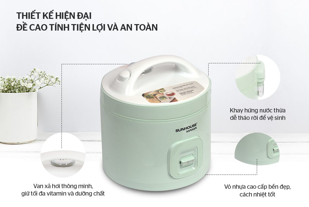 NỒI CƠM ĐIỆN 1.8L CHÍNH HÃNG SUNHOUSE MAMA SHD8665B 3