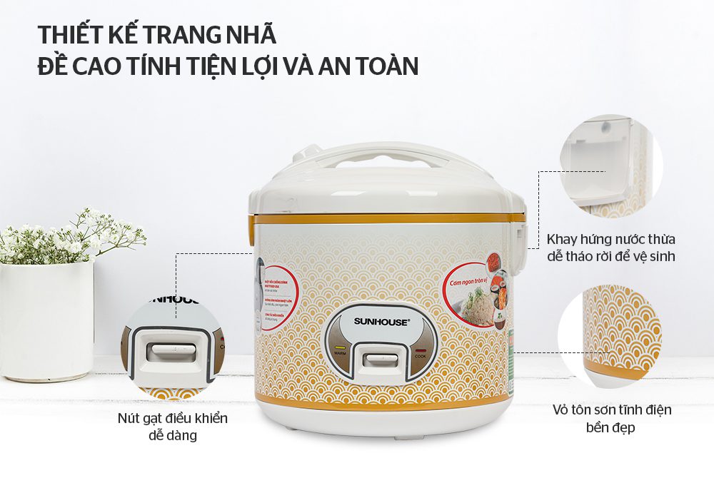 NỒI CƠM ĐIỆN 2.8L CHÍNH HÃNG SUNHOUSE SH830 3