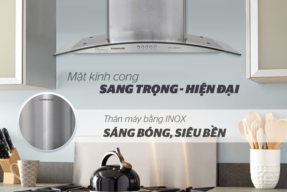 MÁY HÚT MÙI KÍNH CONG CHÍNH HÃNG SUNHOUSE SHB6629-70C 2