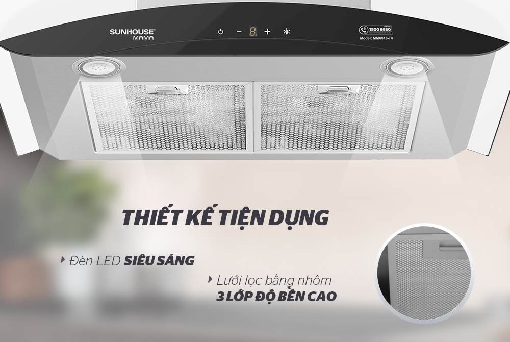 MÁY HÚT MÙI CAO CẤP KÍNH CONG CHÍNH HÃNG SUNHOUSE MAMA MMB6682-70 5