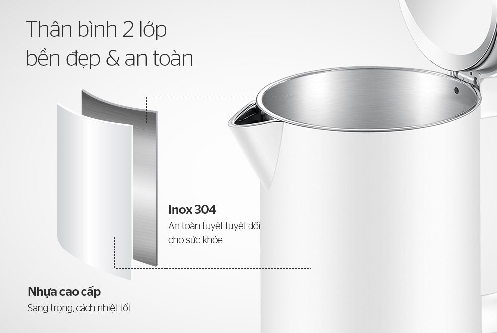 ẤM SIÊU TỐC INOX 2 LỚP 1.7L CHÍNH HÃNG SUNHOUSE MAMA SHD1386W - 3