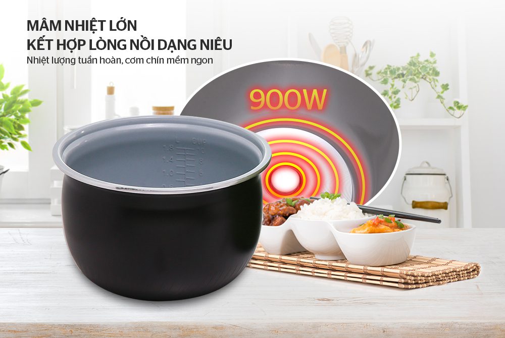 NỒI CƠM ĐIỆN 1.8L CHÍNH HÃNG SUNHOUSE MAMA SHD8665B 5