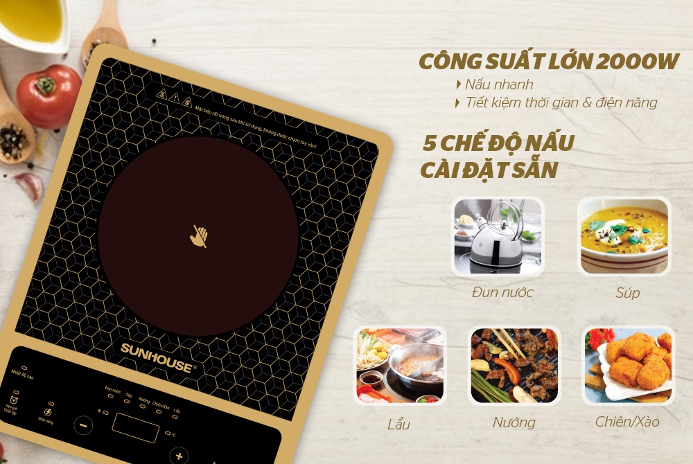Các chế độ nấu tuyệt vời mà bếp hồng ngoại đơn CHÍNH HÃNG SUNHOUSE sở hữu 4