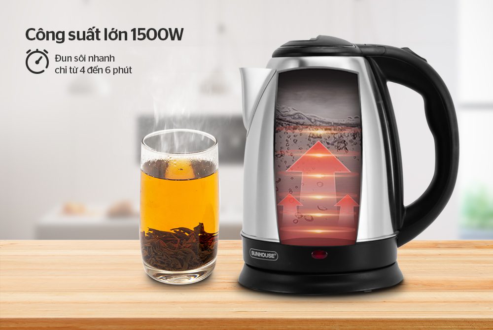 Ấm siêu tốc inox CHÍNH HÃNG SUNHOUSE SHD1182 006