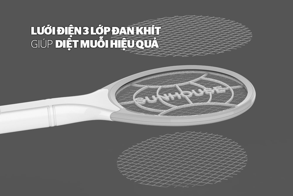 VỢT MUỖI CHÍNH HÃNG SUNHOUSE SHE-E200 MÀU VÀNG 3