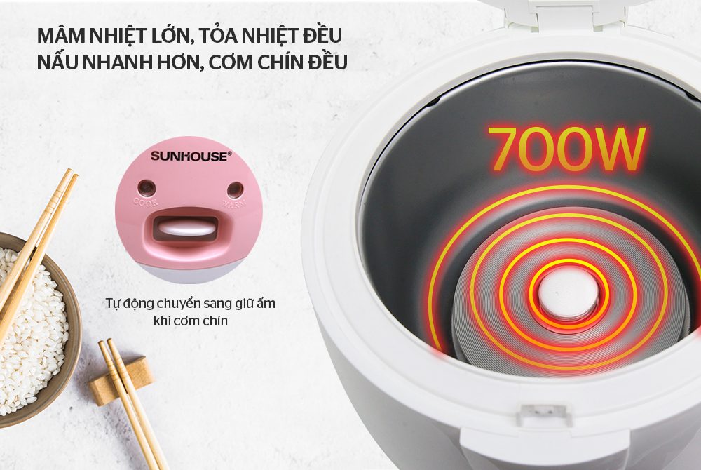 4142 NỒI CƠM ĐIỆN 1.8L CHÍNH HÃNG SUNHOUSE SHD8607W 5
