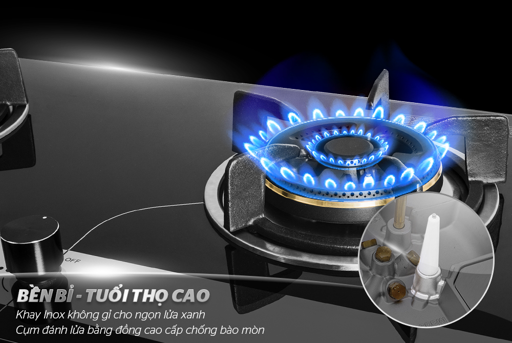 BẾP GAS ÂM KÍNH CHÍNH HÃNG SUNHOUSE SHB8836 5