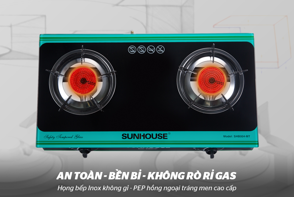 BẾP GAS DƯƠNG HỒNG NGOẠI CHÍNH HÃNG SUNHOUSE SHB004MT 4