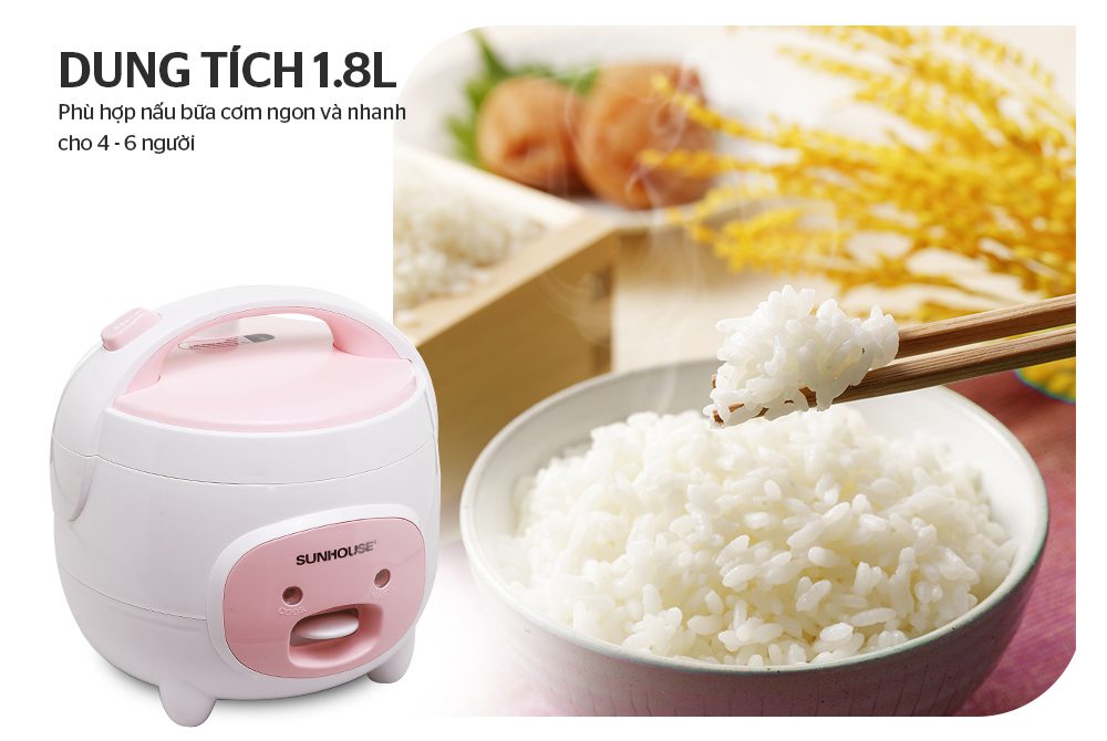 5126 NỒI CƠM ĐIỆN 1.8L CHÍNH HÃNG SUNHOUSE SHD8607W 6