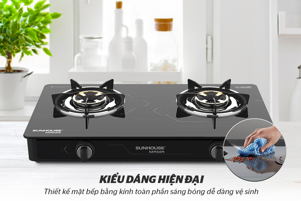 BẾP GAS DƯƠNG KÍNH CHÍNH HÃNG SUNHOUSE MAMA MMB0911 11