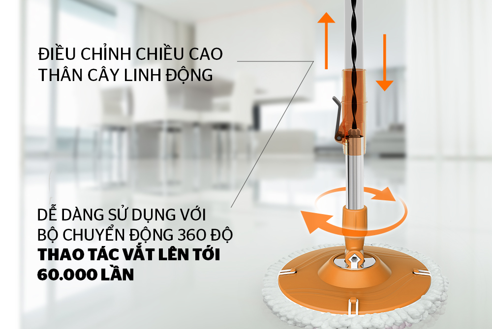 CÂY LAU NHÀ XOAY 360 ĐỘ CHÍNH HÃNG SUNHOUSE THẾ HỆ MỚI KS-MO260IO 3