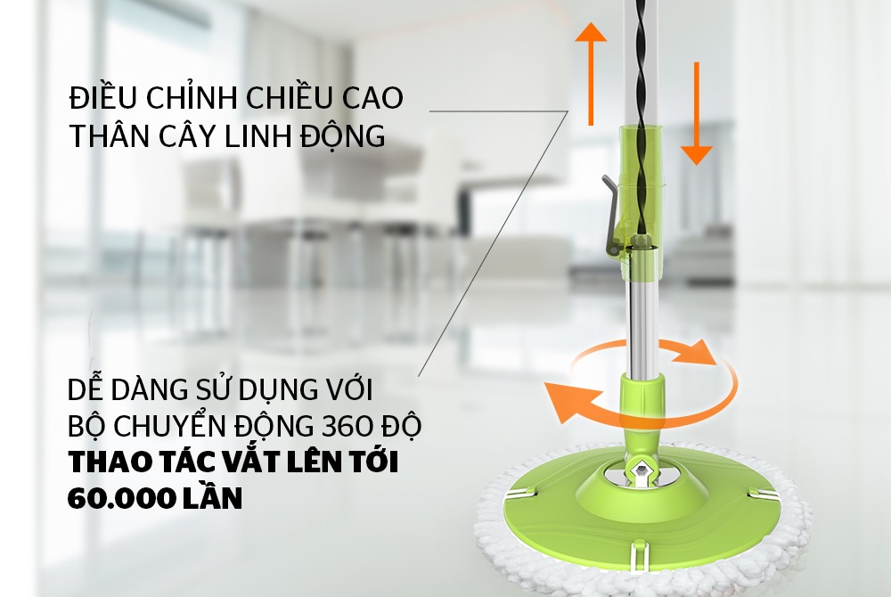 CÂY LAU NHÀ XOAY 360 ĐỘ CHÍNH HÃNG SUNHOUSE THẾ HỆ MỚI KS-MO260IG 3