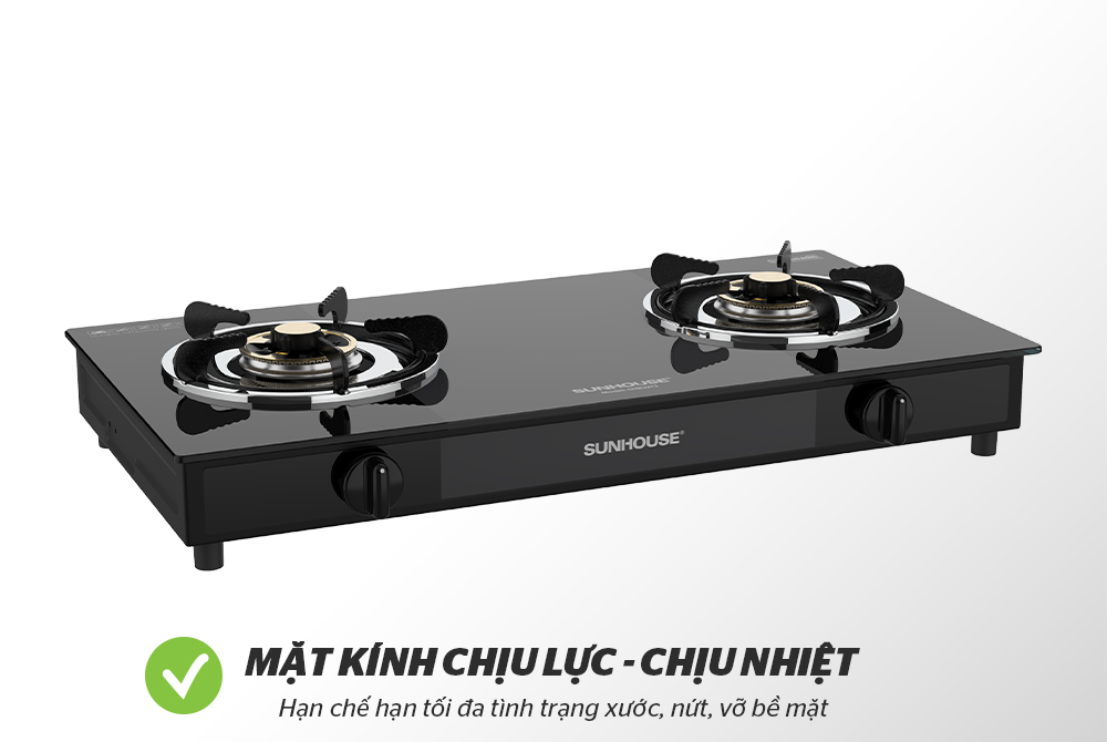BẾP GAS DƯƠNG KÍNH CHÍNH HÃNG SUNHOUSE SHB3213 12