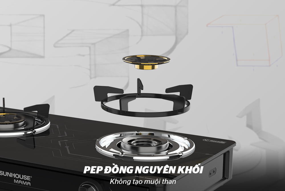 BẾP GAS DƯƠNG KÍNH CHÍNH HÃNG SUNHOUSE MAMA MMB0911 2