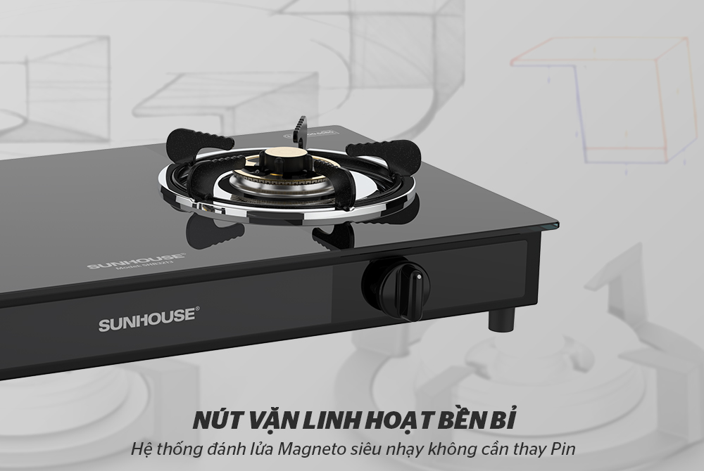 BẾP GAS DƯƠNG KÍNH CHÍNH HÃNG SUNHOUSE SHB3213 3