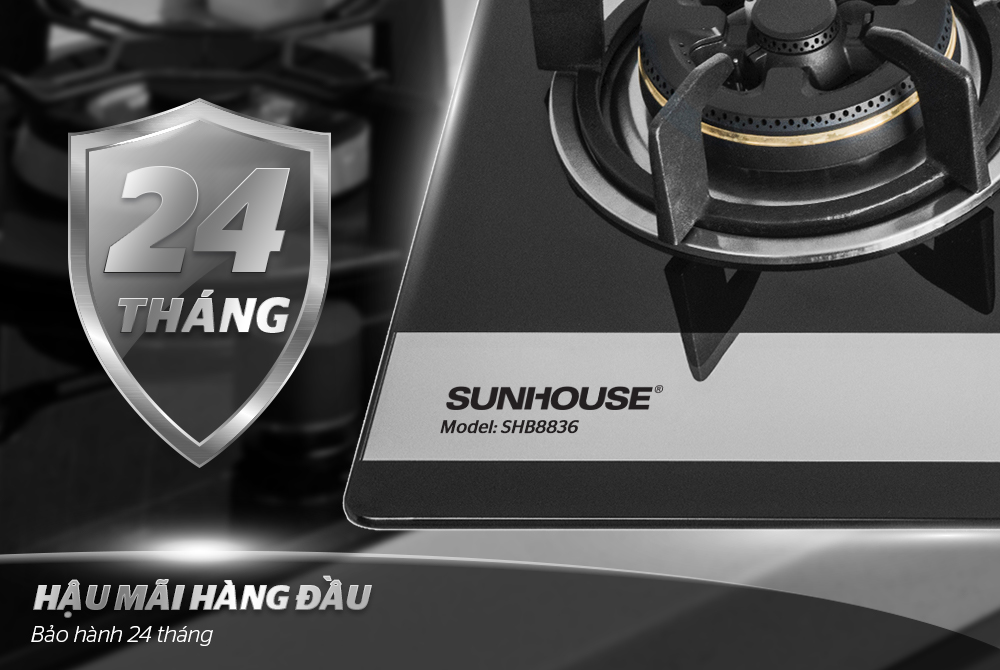 BẾP GAS ÂM KÍNH CHÍNH HÃNG SUNHOUSE SHB8836 8