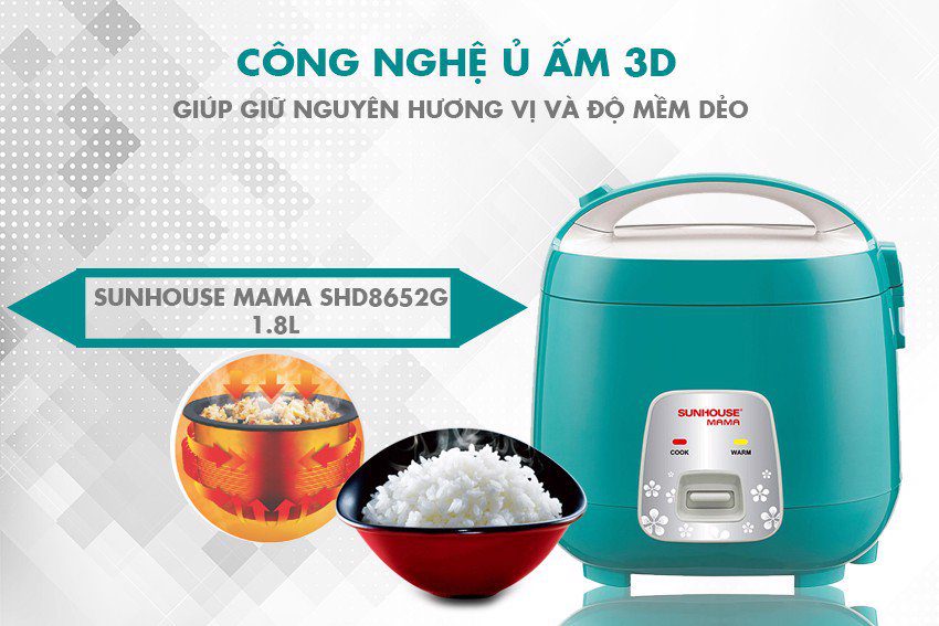 Top 3 nồi cơm điện 1.8L mới nhất năm 2019 của CHÍNH HÃNG SUNHOUSE 002