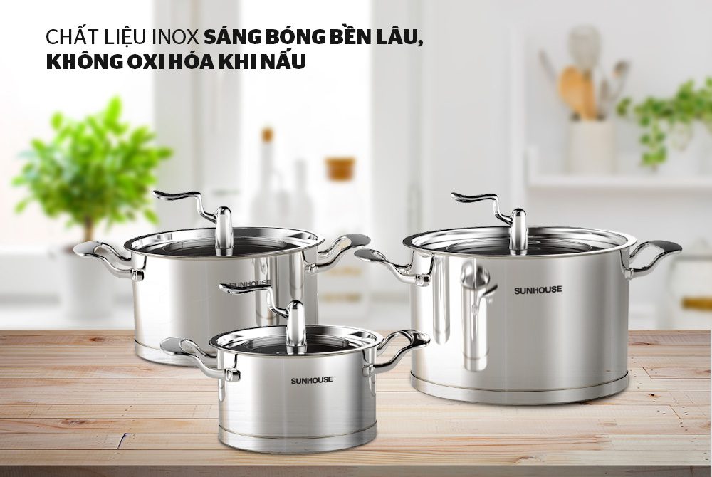 Bộ nồi inox 5 đáy CHÍNH HÃNG SUNHOUSE SHG2503MSA 2