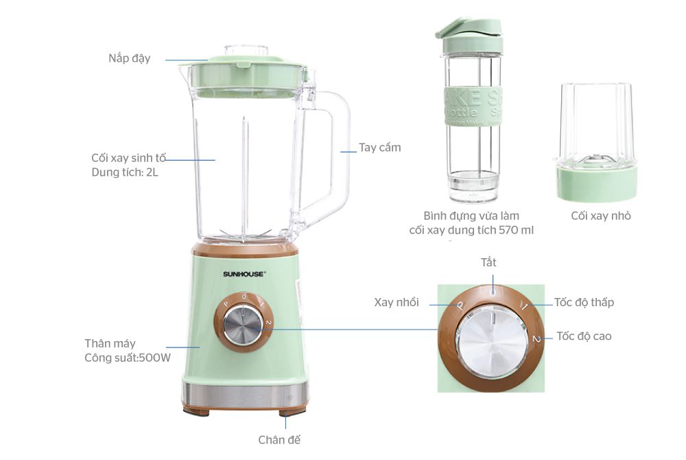 Máy xay sinh tố đa năng CHÍNH HÃNG SUNHOUSE SHD5315G 2