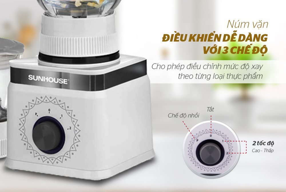 MÁY XAY SINH TỐ 3 CỐI CHÍNH HÃNG SUNHOUSE SHD5582W 5