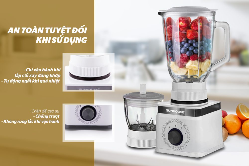 MÁY XAY SINH TỐ 3 CỐI CHÍNH HÃNG SUNHOUSE SHD5582W 7