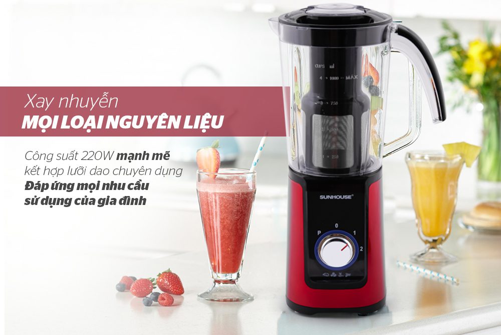 MÁY XAY SINH TỐ ĐA NĂNG CHÍNH HÃNG SUNHOUSE SHD5322R ĐỎ 6