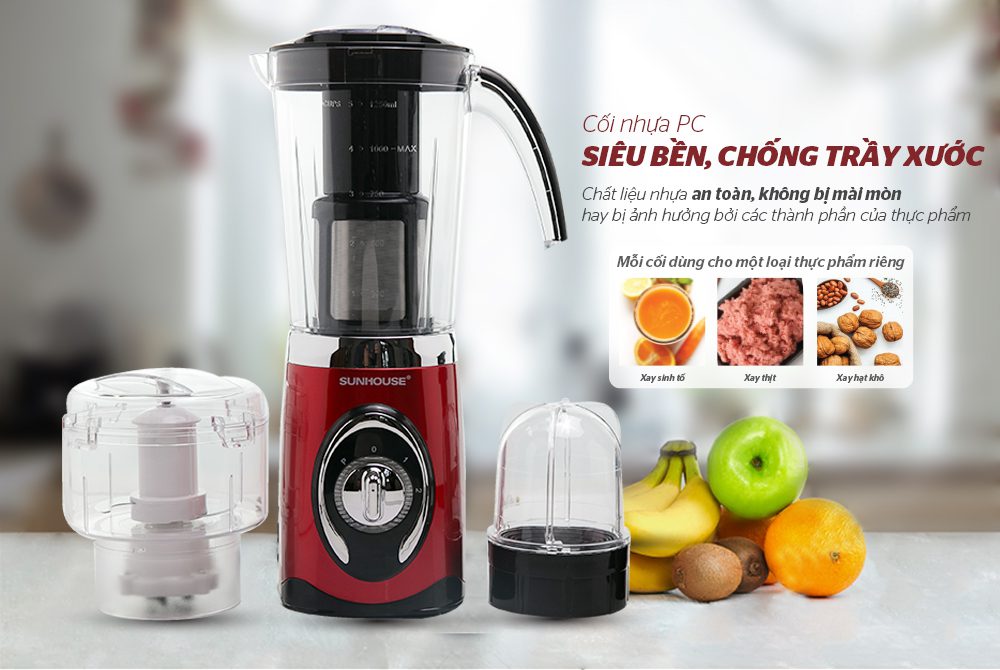 MÁY XAY SINH TỐ ĐA NĂNG CHÍNH HÃNG SUNHOUSE SHD5323R ĐỎ 2