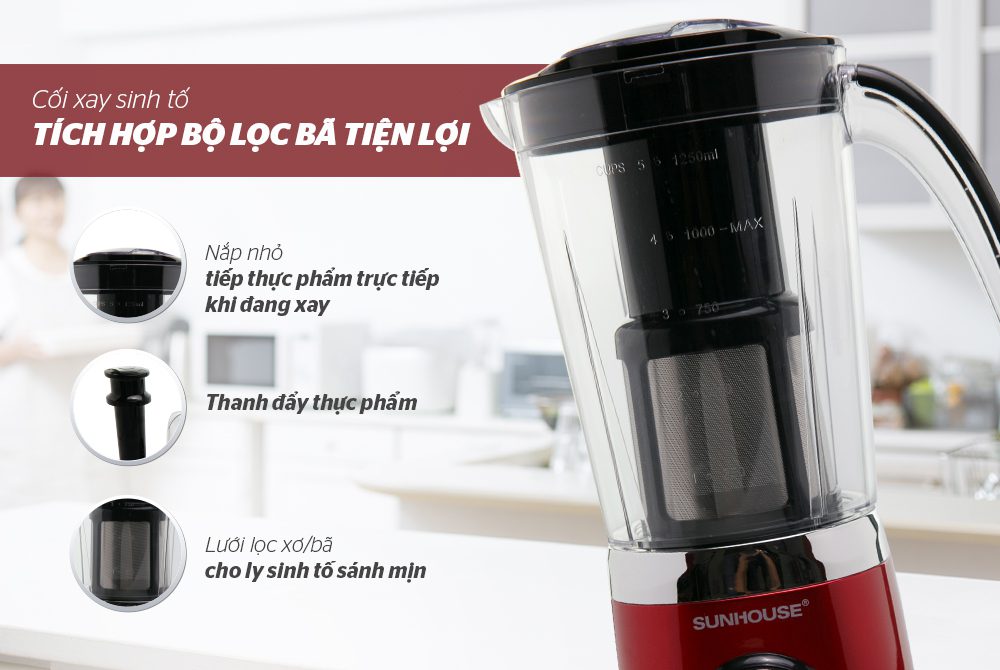 MÁY XAY SINH TỐ ĐA NĂNG CHÍNH HÃNG SUNHOUSE SHD5323R ĐỎ 6