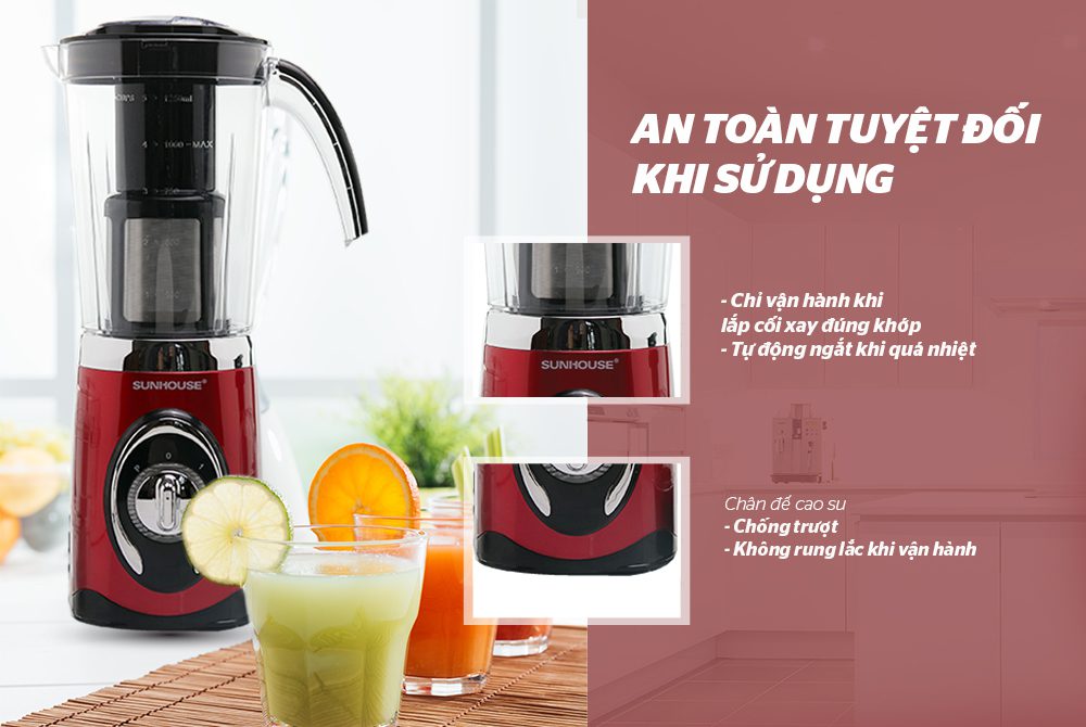 MÁY XAY SINH TỐ ĐA NĂNG CHÍNH HÃNG SUNHOUSE SHD5323R ĐỎ 7