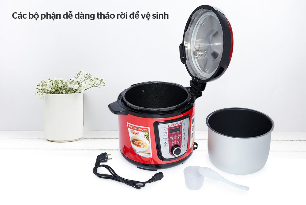 Nồi áp suất điện tử đa năng CHÍNH HÃNG SUNHOUSE SHD1767 đỏ 6