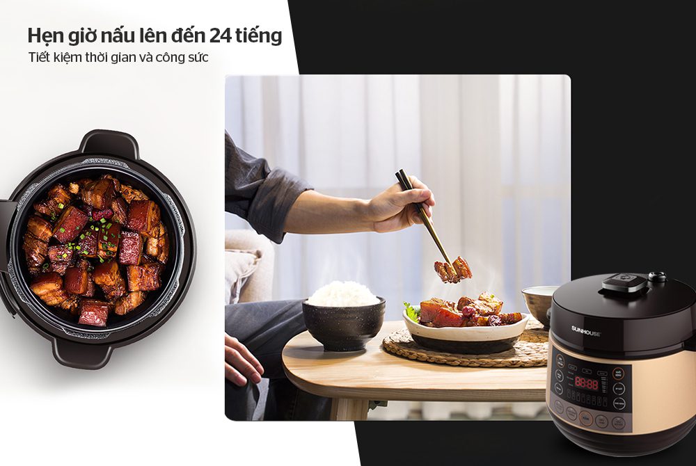 NỒI ÁP SUẤT ĐIỆN TỬ ĐA NĂNG 5L CHÍNH HÃNG SUNHOUSE SHD1570 6