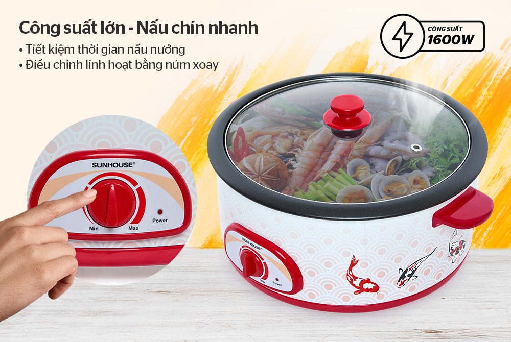 Lẩu điện CHÍNH HÃNG SUNHOUSE SH525L 5