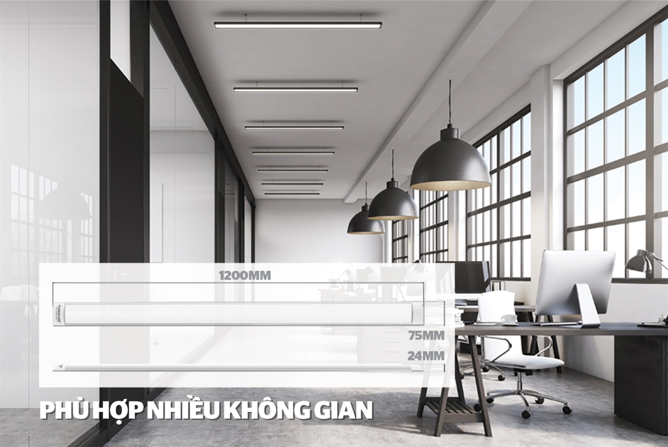 ĐÈN LED TUÝP BÁN NGUYỆT CHÍNH HÃNG SUNHOUSE Spec 40W SHE-TUBBN-40W-S 1