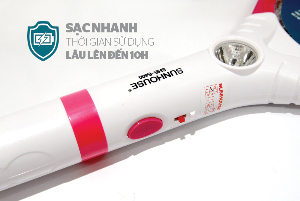 Vợt muỗi CHÍNH HÃNG SUNHOUSE SHE-E400 màu hồng 4