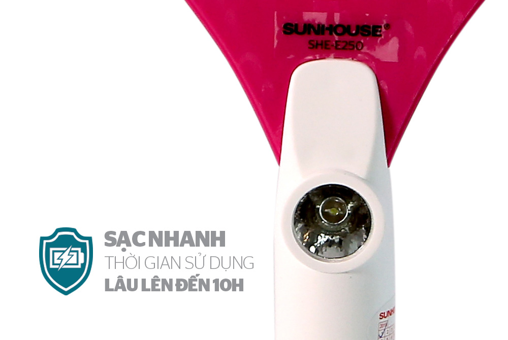VỢT MUỖI CHÍNH HÃNG SUNHOUSE SHE-E250 MÀU HỒNG 4