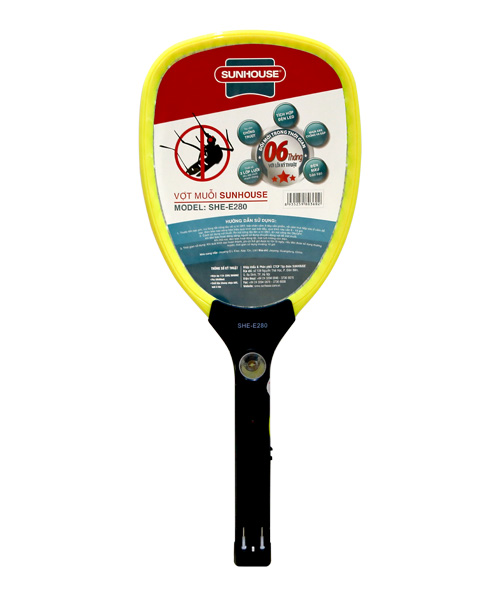 VỢT MUỖI CHÍNH HÃNG SUNHOUSE SHE-E280 MÀU VÀNG 1