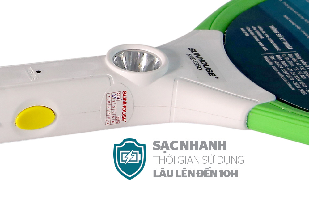 VỢT MUỖI CHÍNH HÃNG SUNHOUSE SHE-E350 MÀU XANH 4