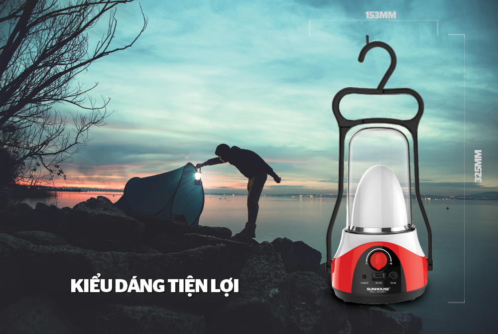 ĐÈN TÍCH ĐIỆN ĐA NĂNG 360LED CHÍNH HÃNG SUNHOUSE SHE-6036LA ĐỎ 2