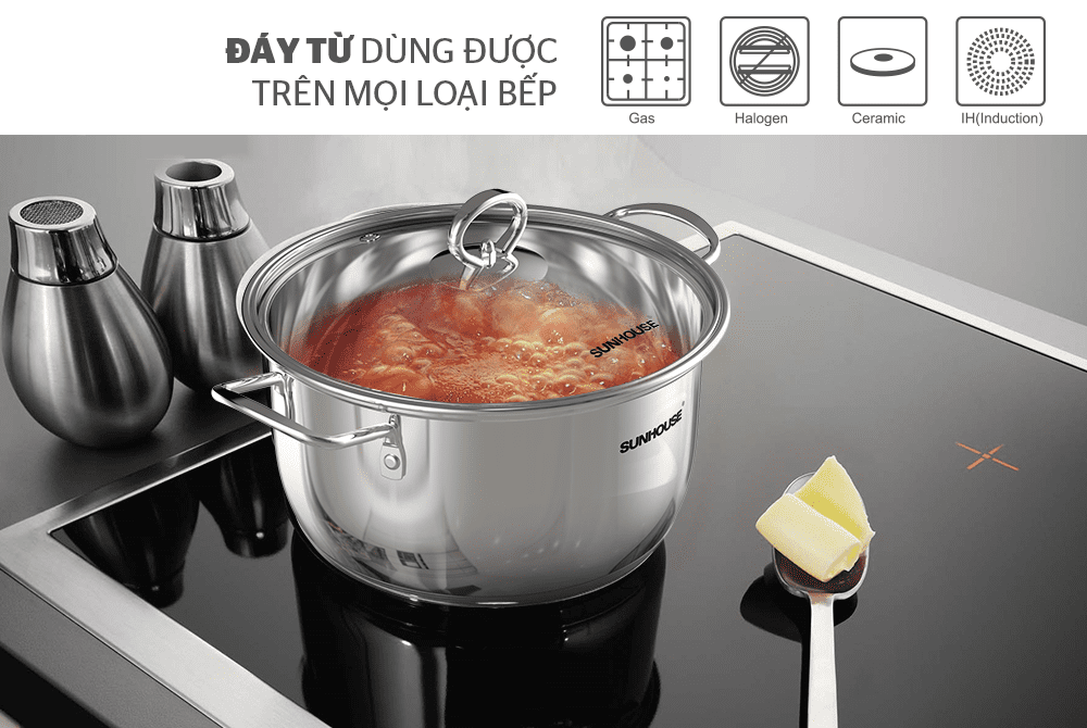 BỘ NỒI INOX 5 ĐÁY CHÍNH HÃNG SUNHOUSE SH788 5