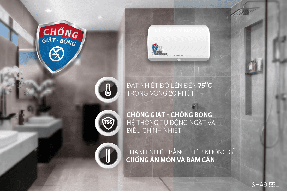 BÌNH NƯỚC NÓNG 15L CHÍNH HÃNG SUNHOUSE SHA9155L 2
