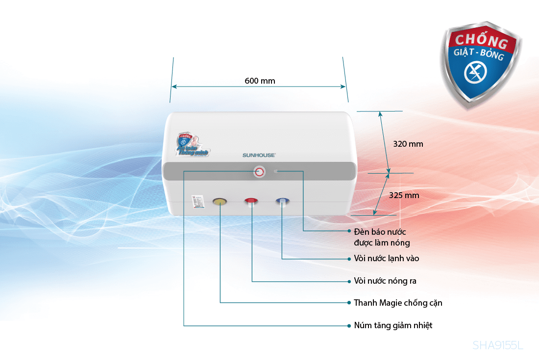 BÌNH NƯỚC NÓNG 15L CHÍNH HÃNG SUNHOUSE SHA9155L 4