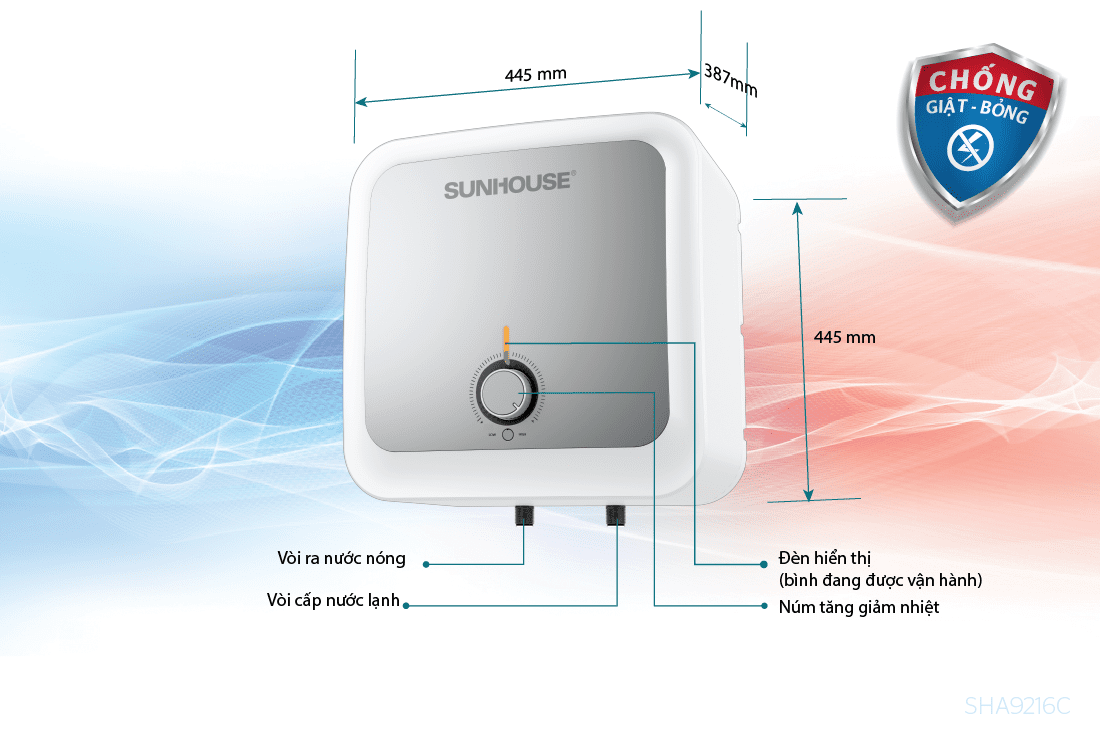 BÌNH NƯỚC NÓNG 28L CHÍNH HÃNG SUNHOUSE SHA9216C 4