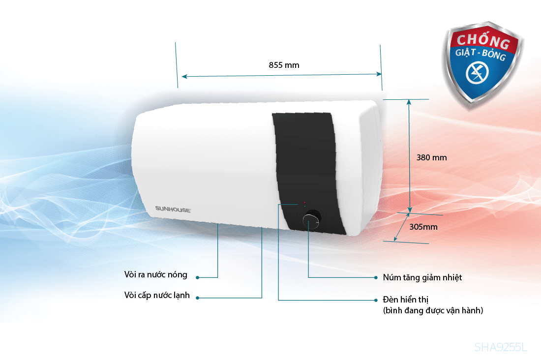 BÌNH NƯỚC NÓNG 20L CHÍNH HÃNG SUNHOUSE SHA9255L 4