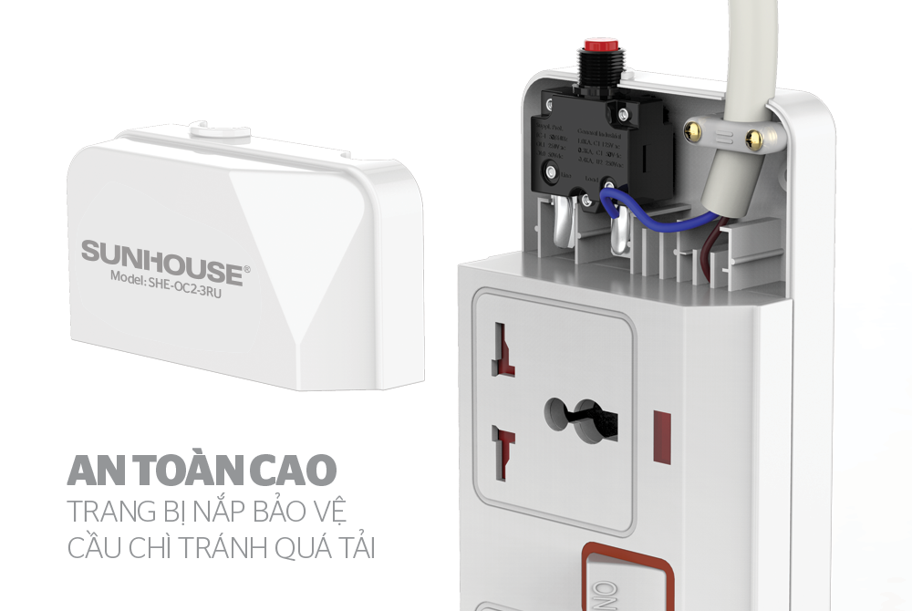 Ổ CẮM ĐIỆN CHÍNH HÃNG SUNHOUSE SHE-OC2-3RU 4
