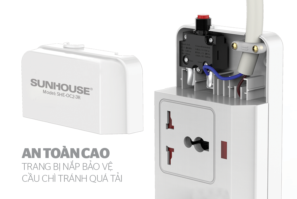 Ổ CẮM ĐIỆN CHÍNH HÃNG SUNHOUSE SHE-OC2-3R 4